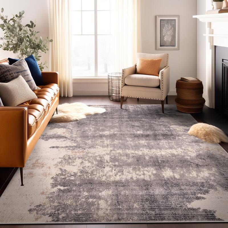 World Rug Gallery Distressed Abstract Gray Area Rug