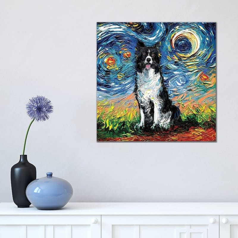 iCanvas "Border Collie Night II" by Aja Trier Canvas Print - 18x18x1.5