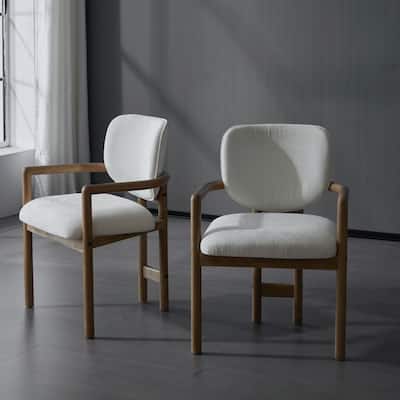 Set of 2 Upholstered Arm Chairs with Rubber Wood Accent Legs