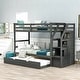 preview thumbnail 11 of 24, Twin-Over-Twin Multifunctional Trundle Bunk Bed with Stairs with Twin Size Trundle and 3 Storage Stairs