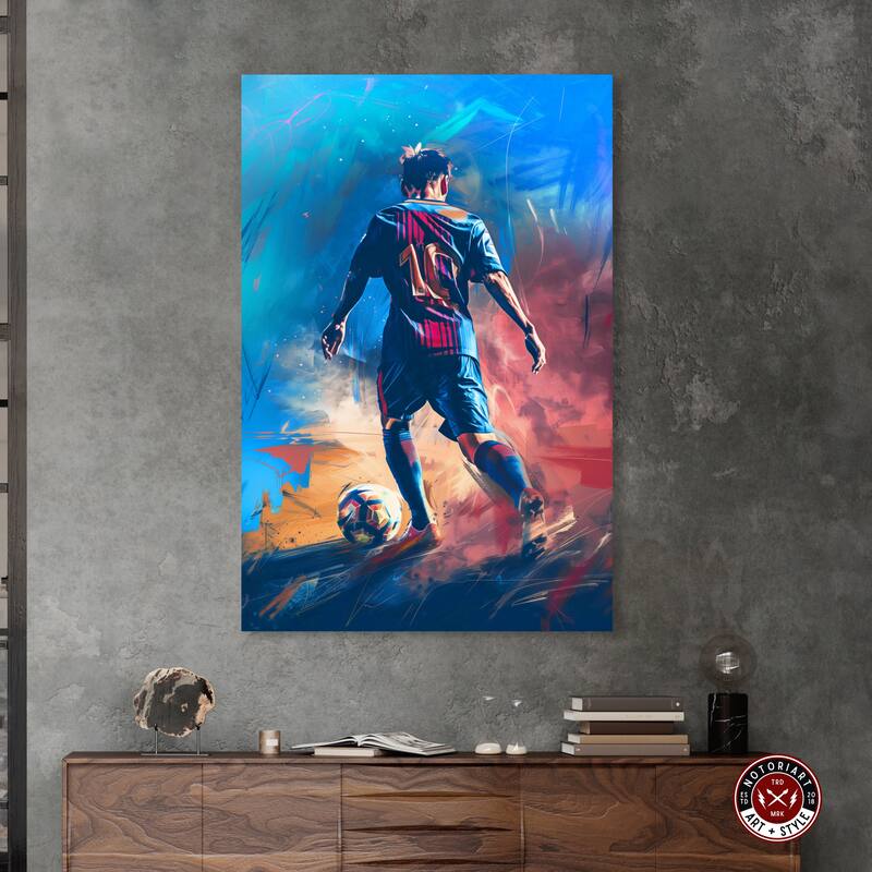 Notoriart Bold And Colorful Soccer Player Gallery Wrapped Soccer 1 Piece Canvas Wall Art