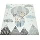 preview thumbnail 3 of 7, Nursery Rug for Kids Cute Animals on a Hot Air Balloon in Cream Blue