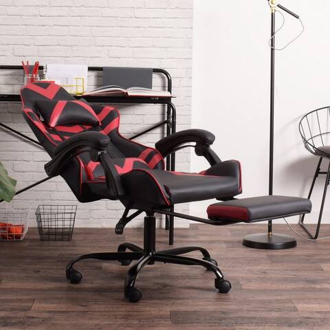 Homylin Gaming Swivel Office Chair Leather Ergonomic Chair with Footrest