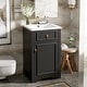 preview thumbnail 78 of 139, GDFStudio - Lisa 20" Freestanding Bathroom Vanity with Ceramic Sink, Soft-Close Door & Storage Rack 1 Dummy Drawer - Black