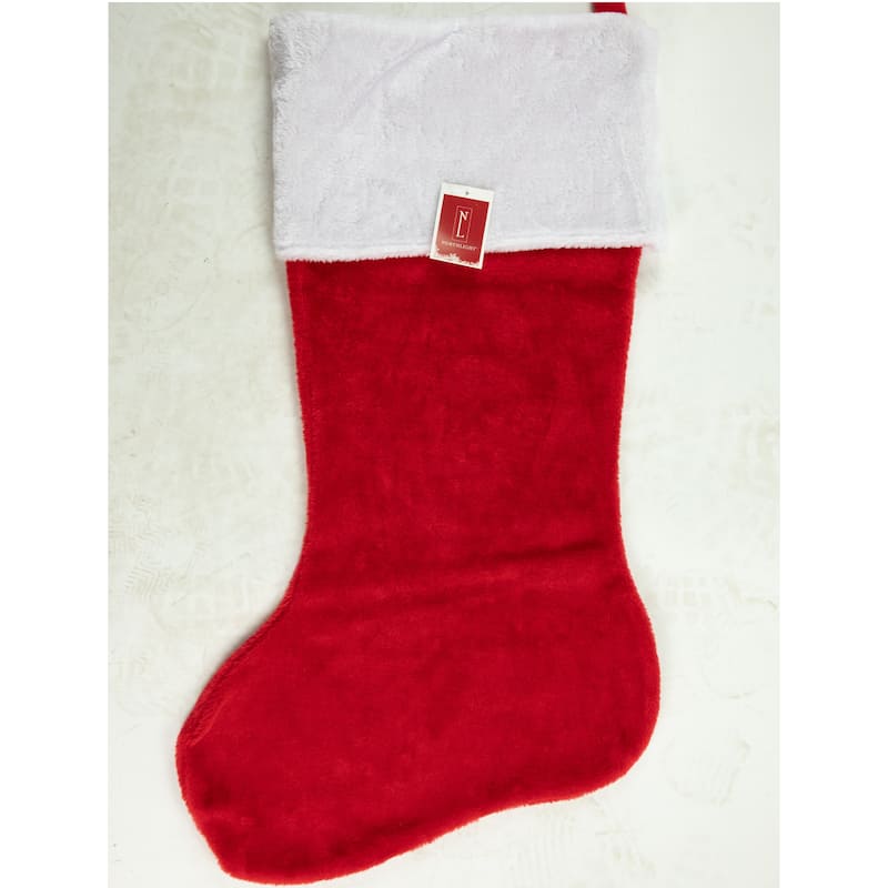 50" Red and White Jumbo Velveteen Christmas Stocking