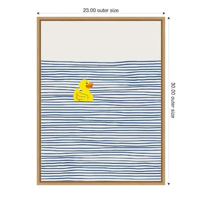Yellow Duck Afloat by Little Dean Framed Canvas Wall Art
