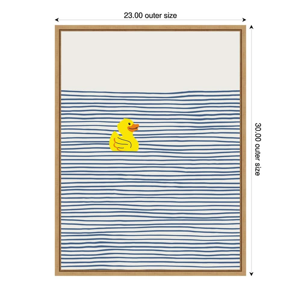 Yellow Duck Afloat by Little Dean Framed Canvas Wall Art