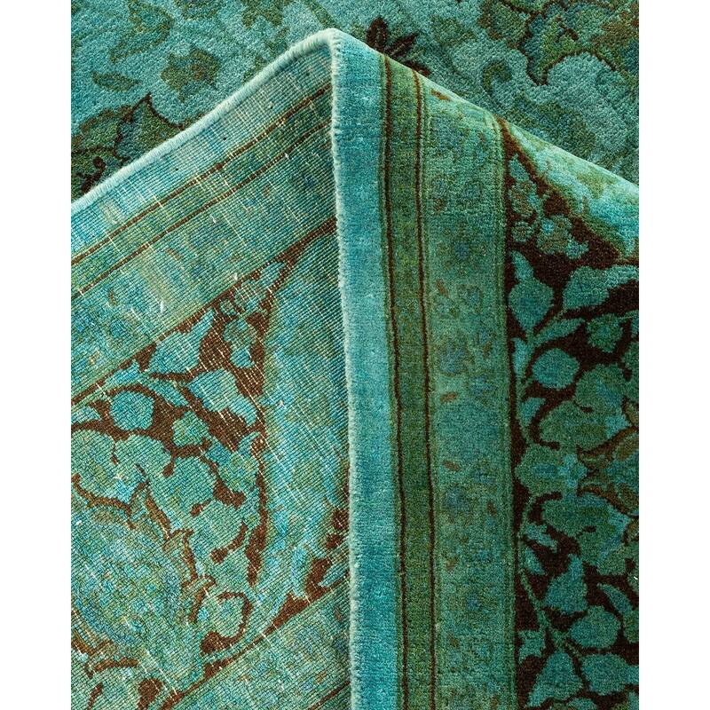Overton Hand Knotted Wool Vintage Inspired Modern Contemporary Overdyed Blue Area Rug - 6' 0" x 9' 2"