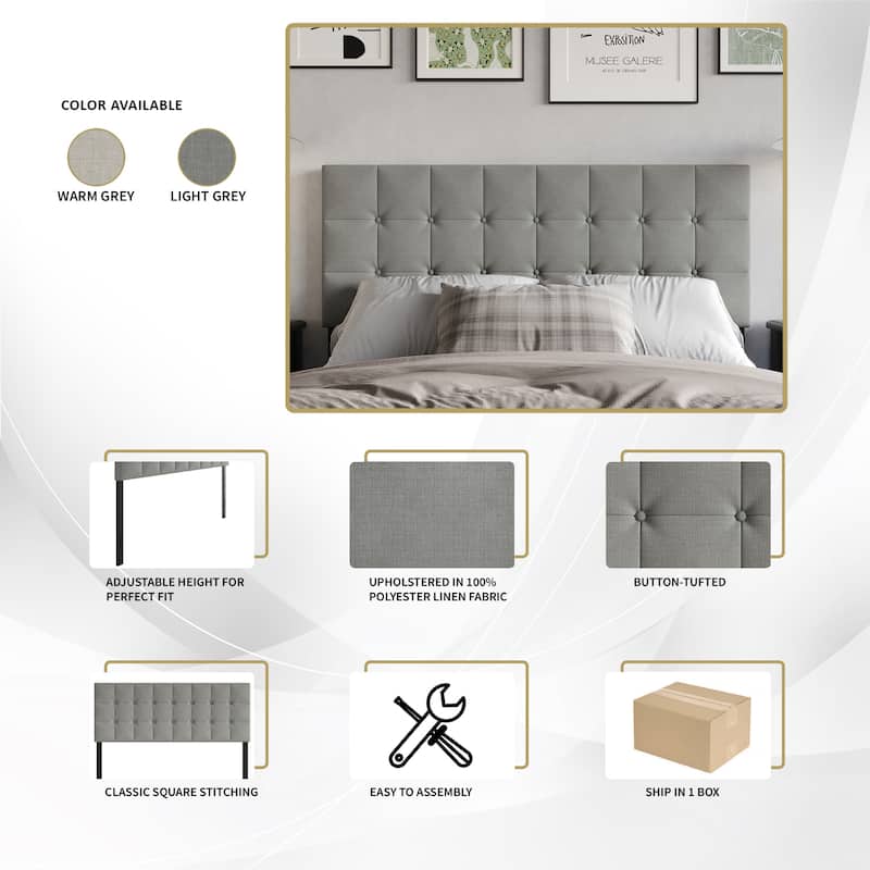 CraftPorch Classic Button-Tufted Rectangle Upholstered Headboard