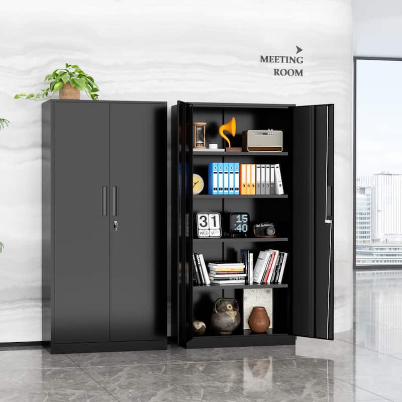 36 inch - 71 inch Tall File Cabinet Metal Storage Cabinet with Lockable Doors and Adjustable Shelves for Office, Home, Pantry