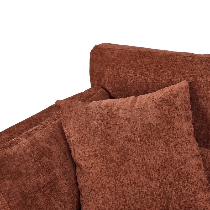 Chenille 3-Seater Sofa, Solid Wood and Rustproof Feet