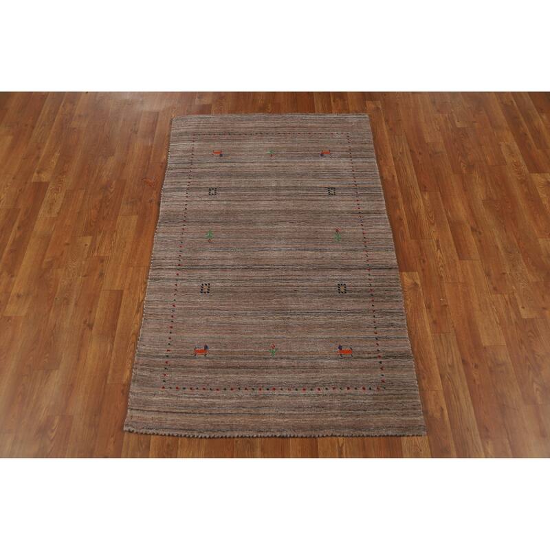 Gabbeh Indian Rug Hand-Knotted Oriental Wool Carpet - 3'0" x 4'10"
