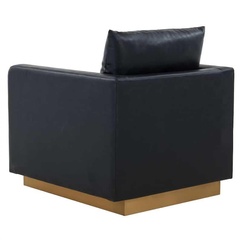 LeisureMod Nervo Modern Leather Accent Arm Chair With Gold Base - 32.75