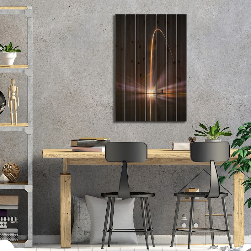 Rocket Launch Deep Into The Stars I Print On Wood by Alex G Perez - Multi-Color