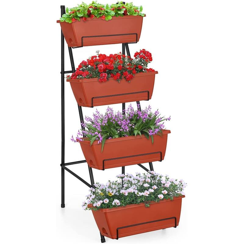 Vertical Raised Garden Bed - Brown - 4 Tier