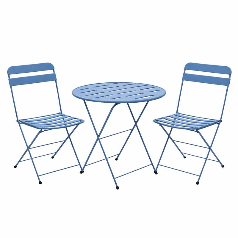 28-in H 3-Piece Metal Folding Bistro Set , Blue - Blue