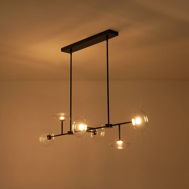 Minimalist 6-Light Dimmable LED Glass Island Pendant Chandelier