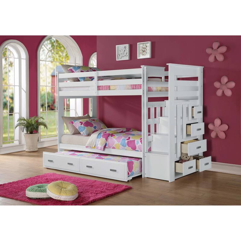 Tyson Twin/Twin Bunk Bed with Storage Ladder - White