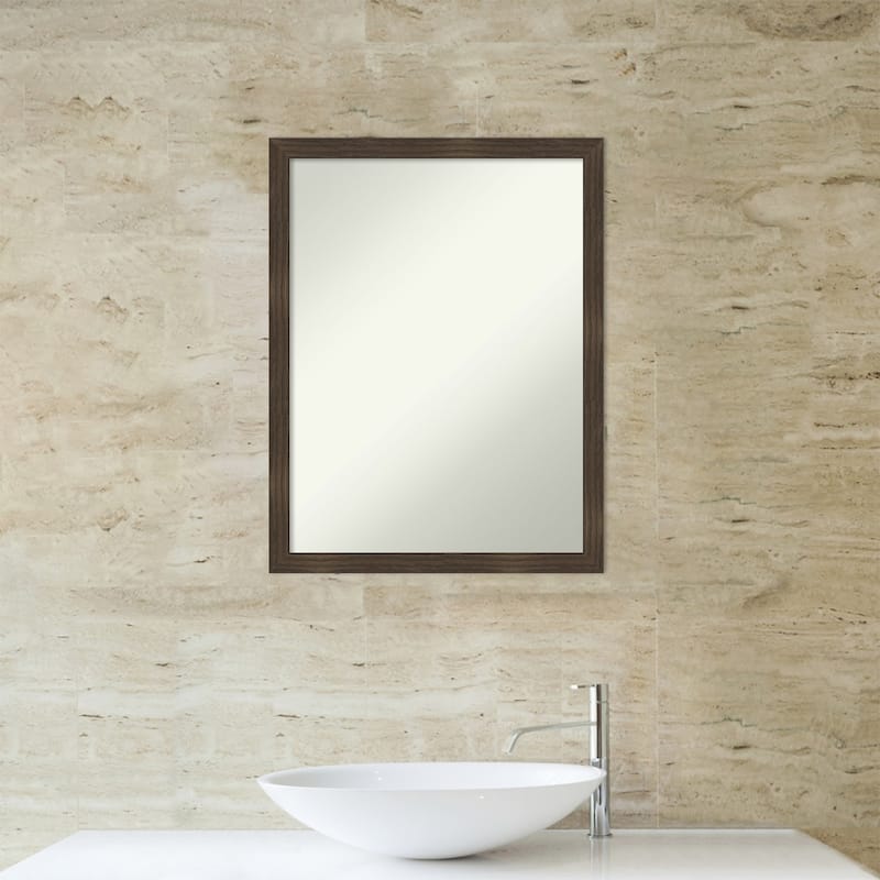 Woodgrain Stripe Non-Beveled Wood Framed Bathroom Vanity Wall Mirror