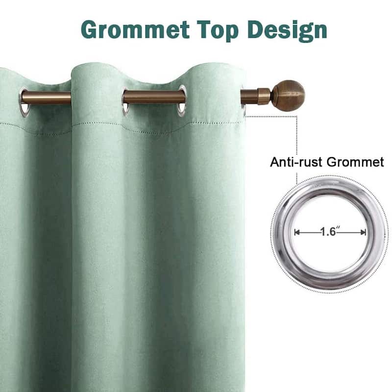 DCP Blackout Grommet Top Curtains Thermal Insulated Privacy,2 Panels,Light Green