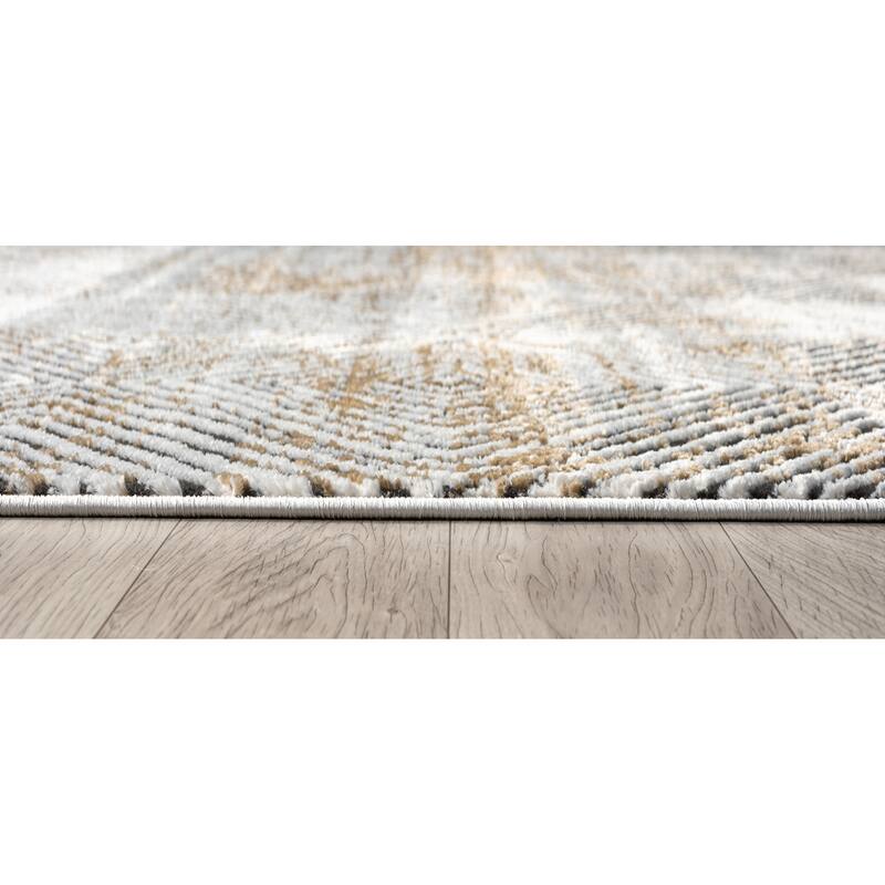 Olivia Collection Black/Cream Contemporary Abstract Area Rug