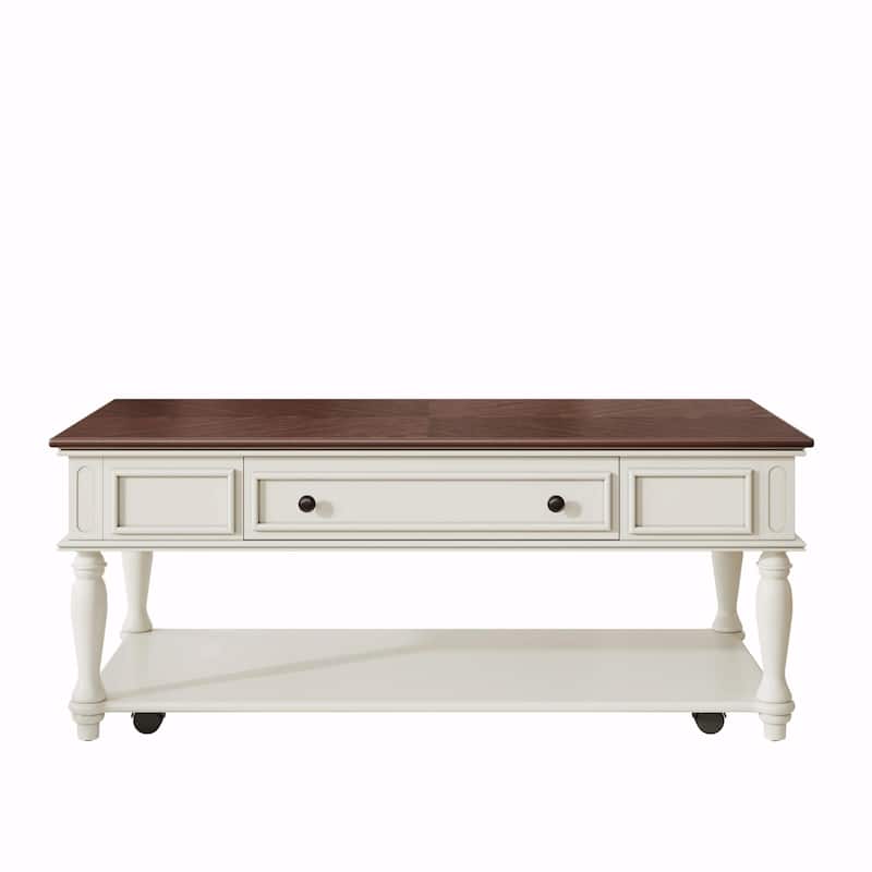 Farmhouse Coffee Table with One Drawer