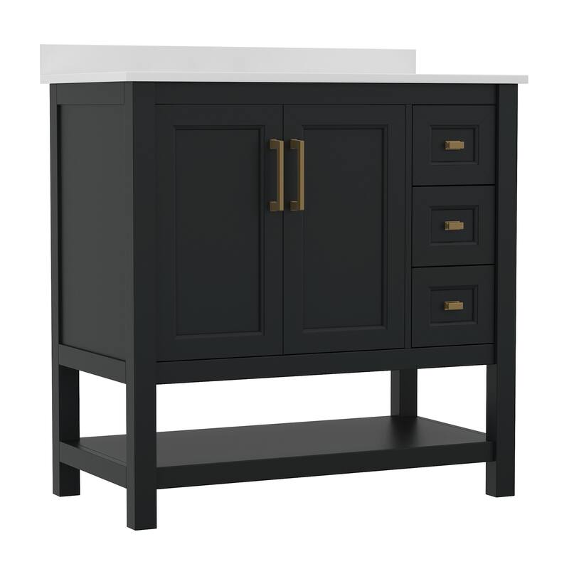 James Allan FFIR10670 36" Free Standing Single Basin Vanity Set with - Black / Gold - Anthracite Finish