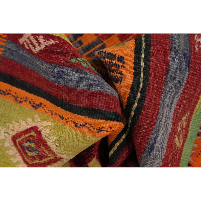 Hand Woven Oriental 100% Wool Carpet Southwestern Tribal Multi-Colored Kilim Area Rug - 7' 5'' X 6' 0''