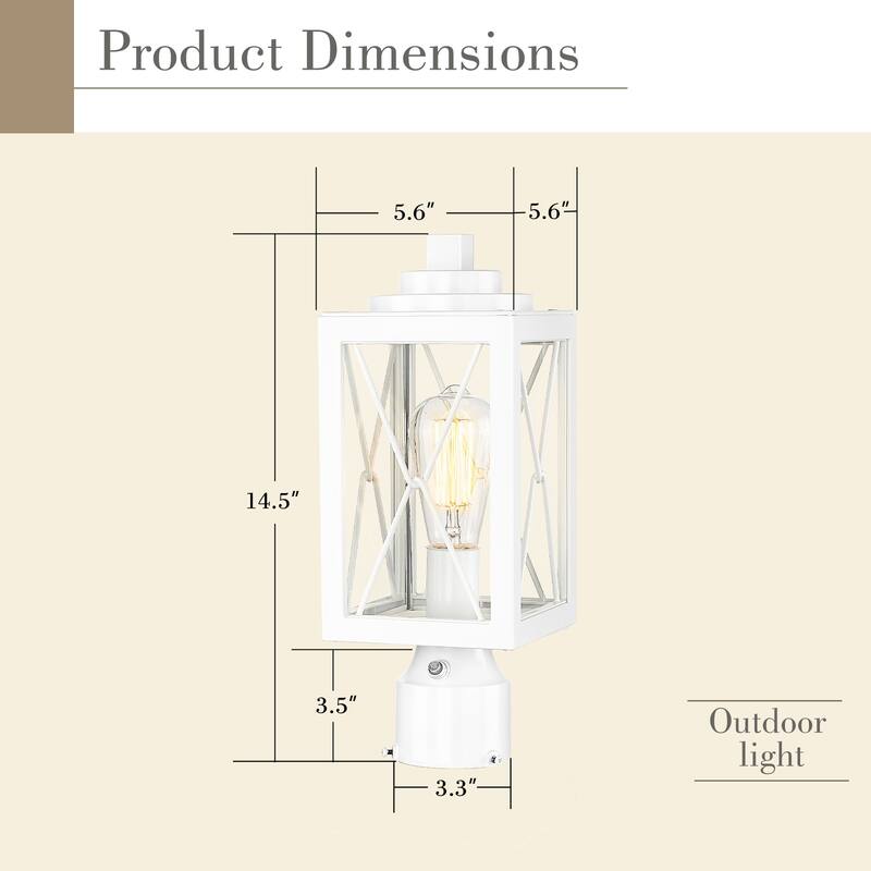 14.5 inch Dusk to Dawn Lamp Post Light with Photocell Sensor - 5.5 x 5.5 x 14.5 inches