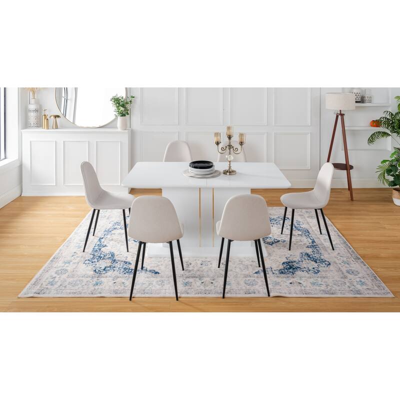 Homy Casa High Glossy White/Gold Extendable Dining Table Rectangular
