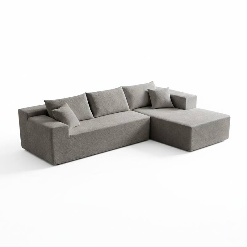 103.54" L-Shaped Modern High-Density Sponge Velvet Modular Sectional Sofa with Chaise & Pillows