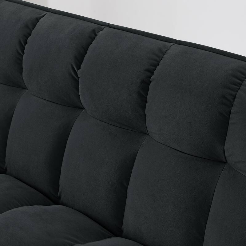 54.33 inch Black Solid Wood Foldable Sofa Bed with Adjustable Back and Multiple Features