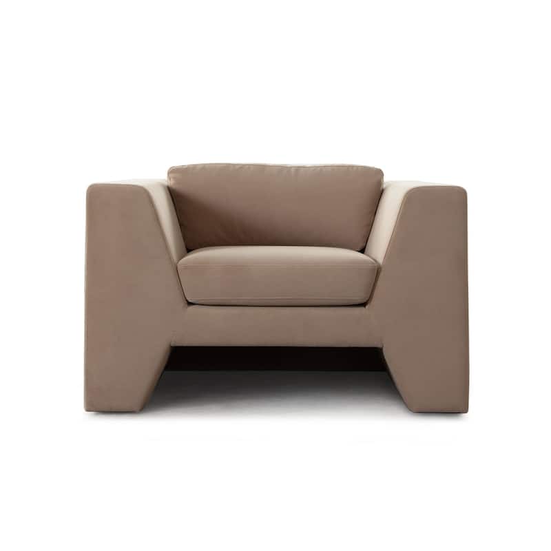 Roe Accent Chair, Camel Brown Performance Velvet, Track Arms