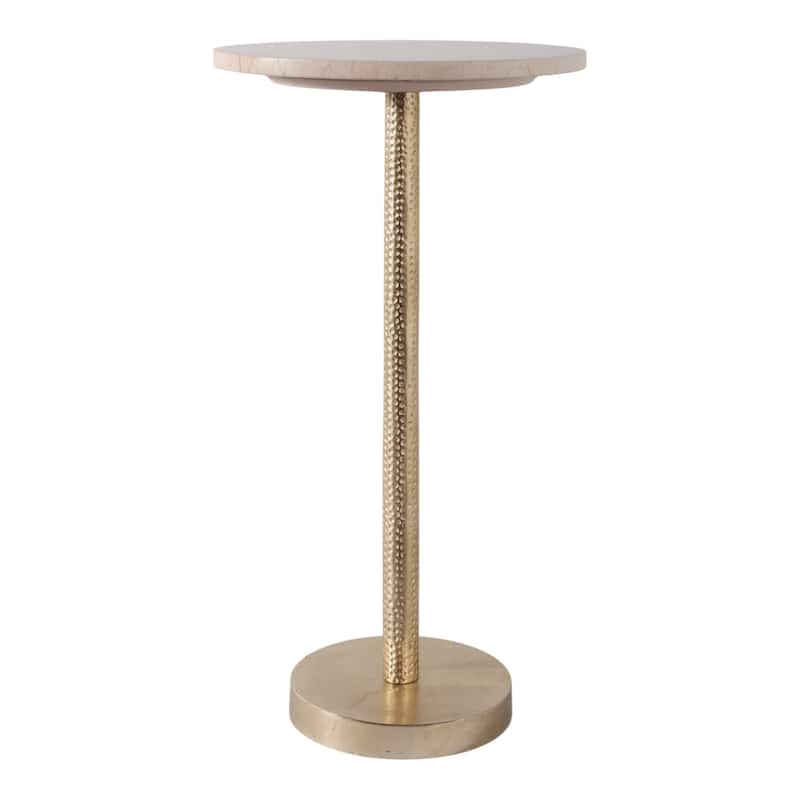 Metal and Stone Accent Table with Aluminum Base - Modern Stylish Side Table for Home Decor