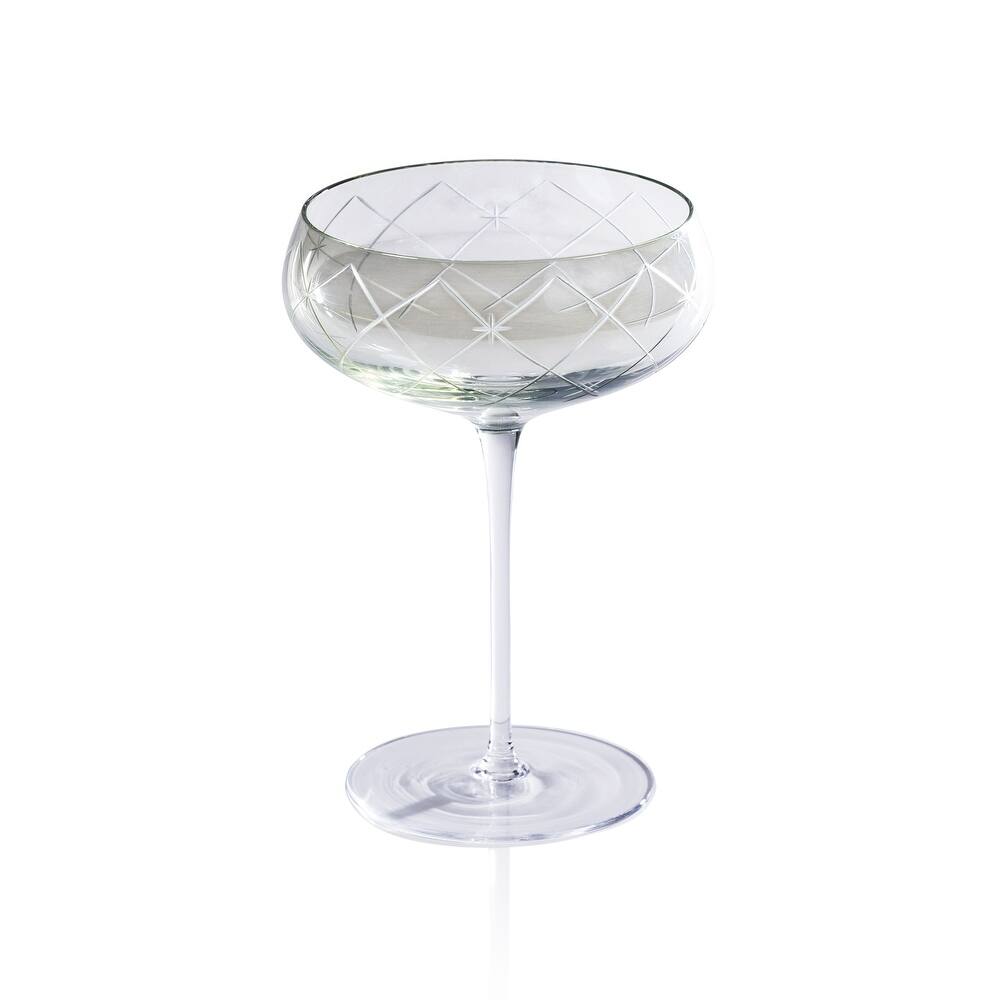 Audrey 4-Piece Set Hand Etched Coupe Glasses