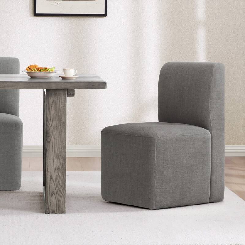 Spruce & Spring Charlotte Upholstered Dining Chairs with Casters Set of 2