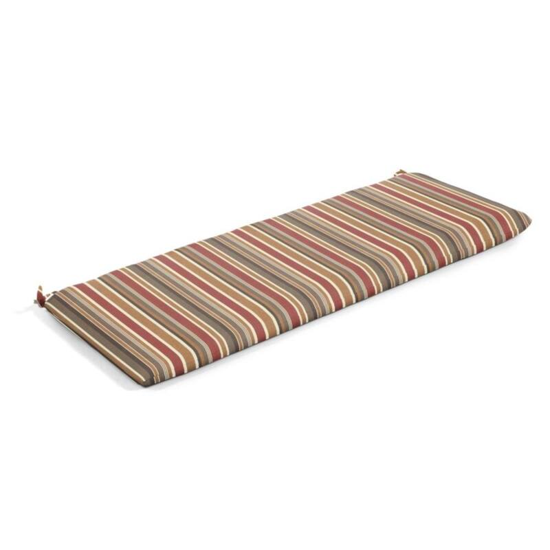 Sunbrella Stripe Fabric 1-Piece Indoor/Outdoor Bench Cushion, 48"W x 18"L, Brannon Redwood - 48"W x 18"L - Brannon Redwood