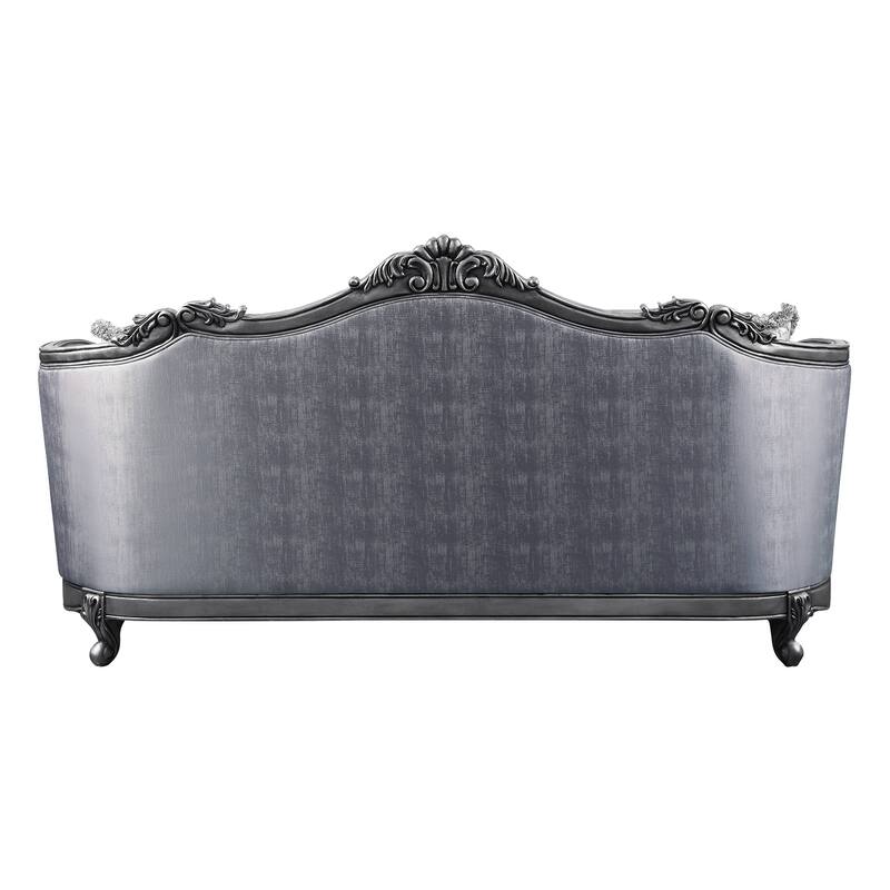 Gweniviere Light Blue and Platinum Sofa with Button Tufted