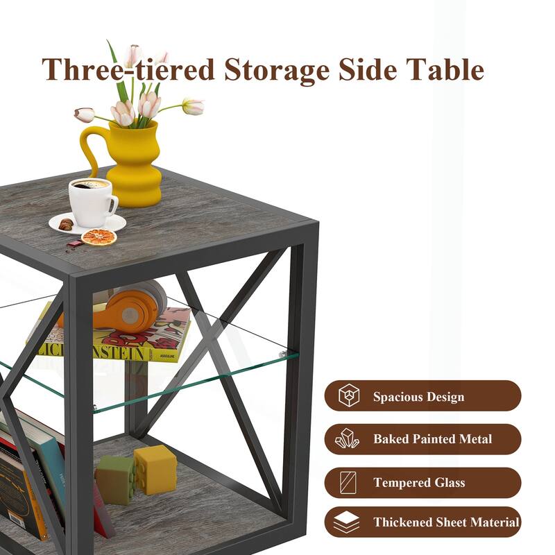 Charming Industrial-Style Side Table for Bedroom and Living Room, Enhancing Space