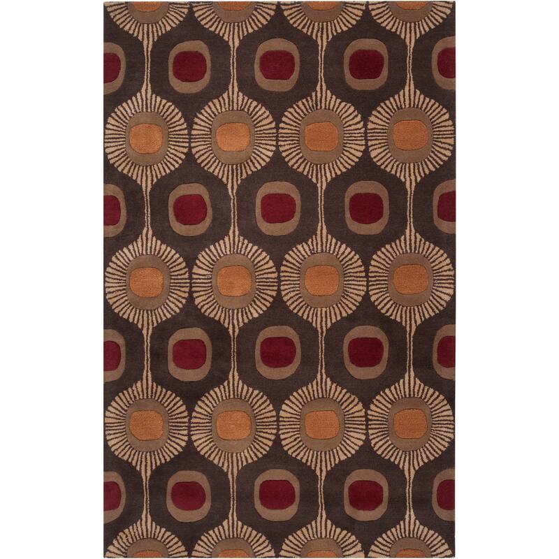 Hand-tufted Bastogne Espresso Moroccan Tile Wool Area Rug - 5' x 8'