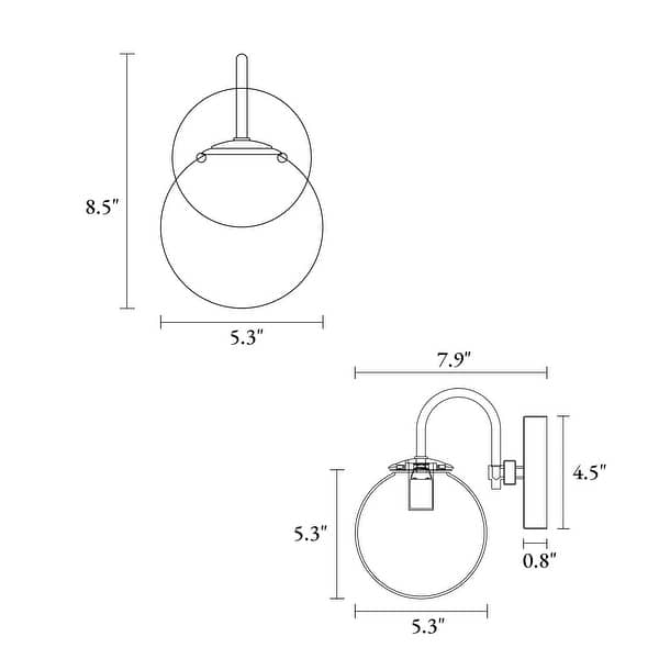 dimension image slide 4 of 5, Aladari Modern Gold 3-Light Bathroom Vanity Lights Opal Glass Wall Sconces