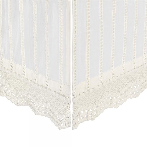 slide 2 of 6, Off-White Lace Scallop Crib Skirt