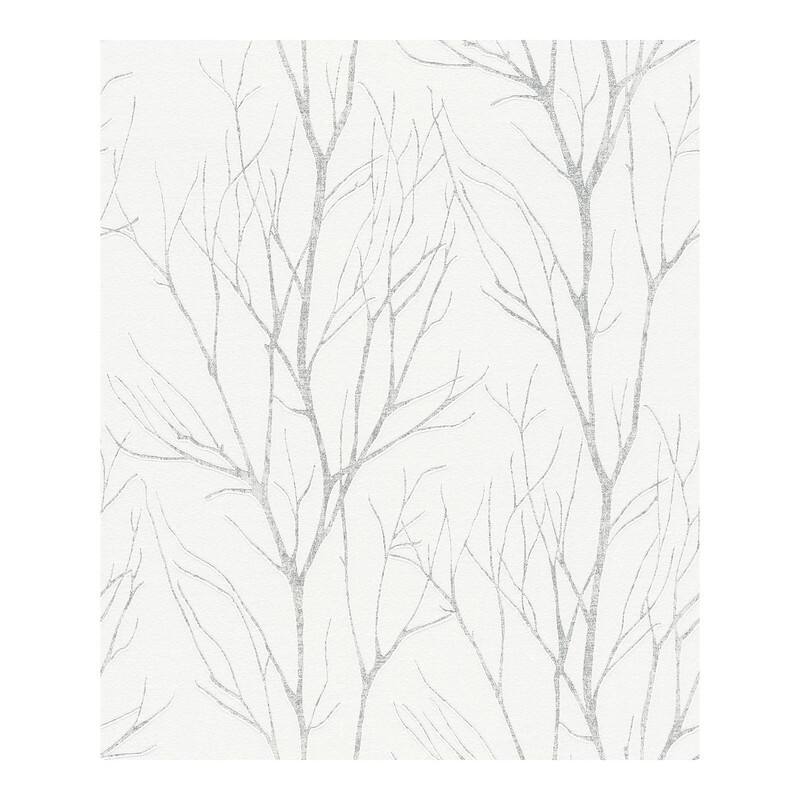 Advantage Diani White Metallic Tree Wallpaper - 21 x 396 x 0.025