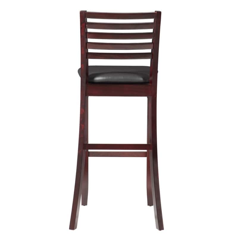 Linon Pitchfork Espresso Ladder Back Bar Stool
