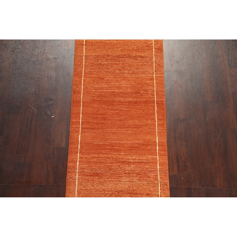 Contemporary Oriental Gabbeh Kashkoli Runner Rug Handmade Wool Carpet - 2'7" x 10'4"