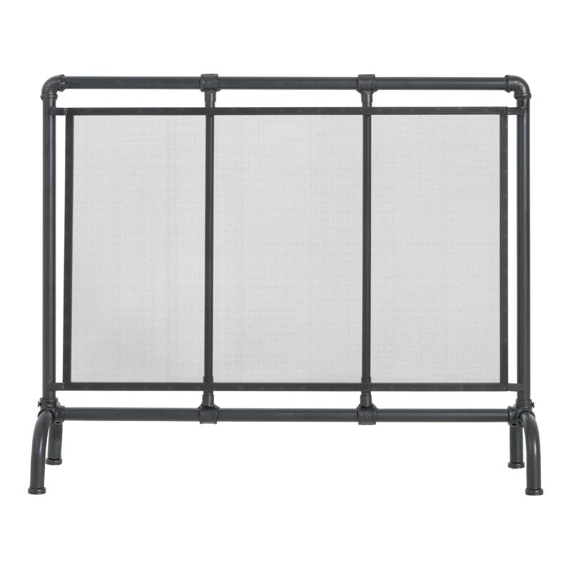 Christopher Knight Home - Celeste Mid-Century Modern Iron Fireplace Screen with Industrial Water Pipe Design - 36" W x 29" H