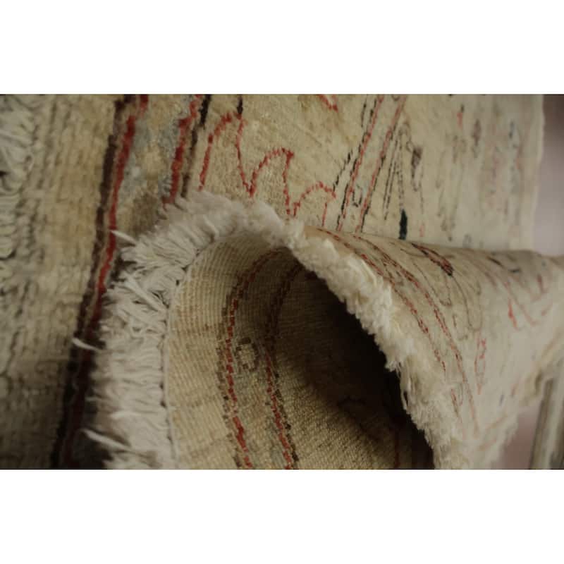 Hand Knotted Oriental 100% Wool Carpet Traditional Floral Beige & Ivories Peshawar Area Rug - 5' 3'' X 5' 3''