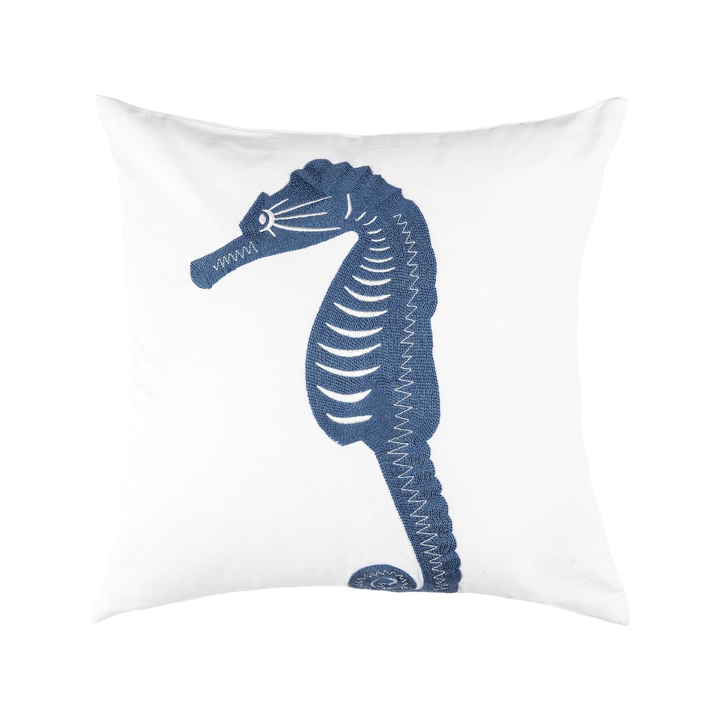 Reef Shores Seahorse Throw Chain Stitch Coastal Beach Nautical Themed