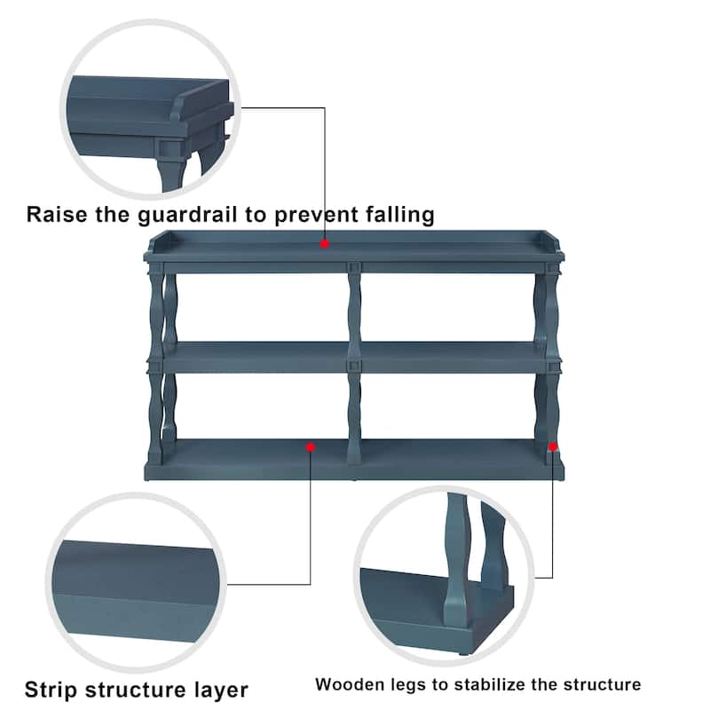 Console Table with 3-Tier Open Storage Spaces
