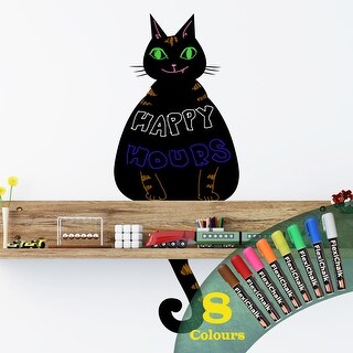 Walplus Cat Blackboard Chalkboard Wall Stickers Nursery Decor Decal with Flexichalk Marker Bright Color Liquid Chalks Pen